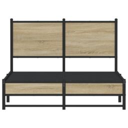 Berkfield Home Metal Bed Frame without Mattress Sonoma Oak 120x200 cm in Brown - Size: Small Double - thumbnail 5