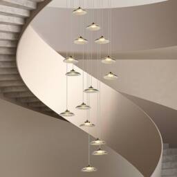 NIVOR 15 Light Cluster LED Dimmable Pendant Light Long Staircase Chandelier in Grey - thumbnail 6