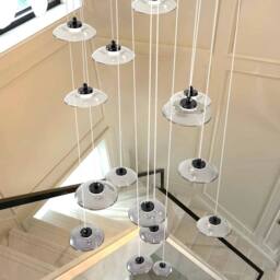NIVOR 15 Light Cluster LED Dimmable Pendant Light Long Staircase Chandelier in Grey - thumbnail 8