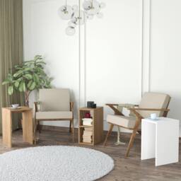 BIMOSSA 3-in-1 Nesting Coffee Table Set Modern Rectangular Coffee Tables & Side Tables for Living Room - Space-Saving Versatile Design (Fika, White) - thumbnail 5