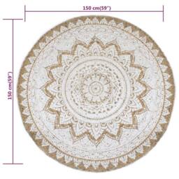 Berkfield Home Area Rug Braided Jute Printed 150 cm Round in Beige - Size: 100 cm diameter - thumbnail 6