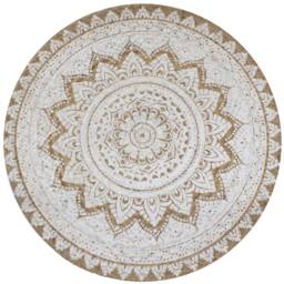 Berkfield Home Area Rug Braided Jute Printed 150 cm Round in Beige - Size: 100 cm diameter - thumbnail 2
