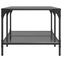 Berkfield Home Modern Coffee Table with Black Glass Top 98.5x50x40 cm Steel - thumbnail 5