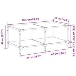 Berkfield Home Modern Coffee Table with Black Glass Top 98.5x50x40 cm Steel - thumbnail 9