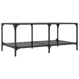 Berkfield Home Modern Coffee Table with Black Glass Top 98.5x50x40 cm Steel - thumbnail 6