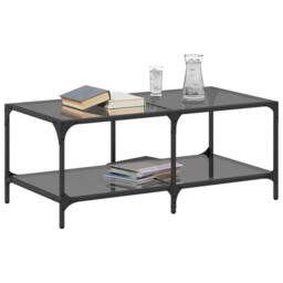Berkfield Home Modern Coffee Table with Black Glass Top 98.5x50x40 cm Steel