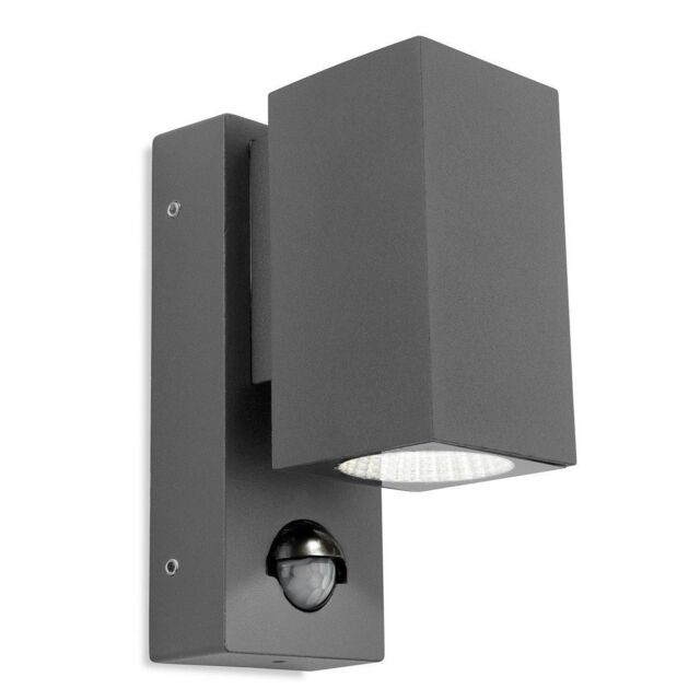 Netlighting Dino LED 1 Light Single Outdoor Wall Light Light PIR Graphite IP44 in Black