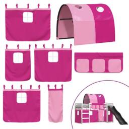 Berkfield Home Elegant Bunk Bed without Mattress with Slide & Curtains Pink 90 - thumbnail 5