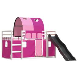 Berkfield Home Elegant Bunk Bed without Mattress with Slide & Curtains Pink 90