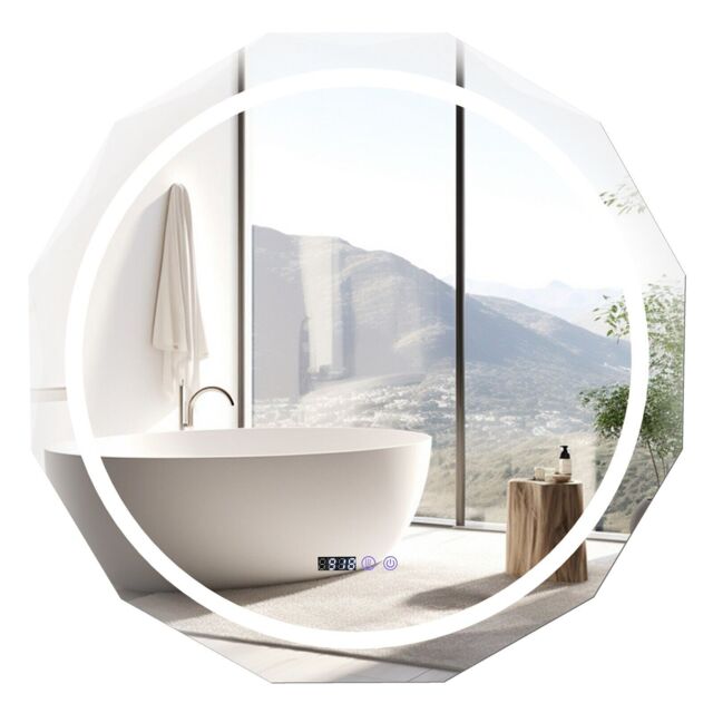 Costway 76CM Defog Bathroom Mirror Wall Mounted Shatterproof LED Lighted Mirror in Silver - image 1
