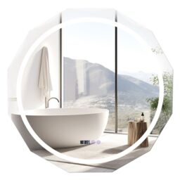 Costway 76CM Defog Bathroom Mirror Wall Mounted Shatterproof LED Lighted Mirror in Silver - thumbnail 1