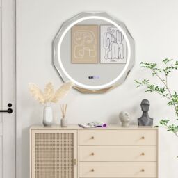 Costway 76CM Defog Bathroom Mirror Wall Mounted Shatterproof LED Lighted Mirror in Silver - thumbnail 4