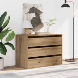 Berkfield Home Corner Chest of Drawers Artisian Oak 80x41x58 cm Engineered Wood in Brown - Size: 80 x 41 x 58 cm - thumbnail 3