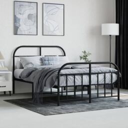 Berkfield Home Metal Bed Frame with Headboard & Footboard Black 120x190 cm Small Double - thumbnail 3
