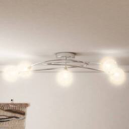Berkfield Home Ceiling Lamp with Mesh Wire Shades for 5 G9 LED Lights in Silver - thumbnail 3