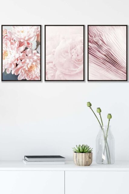 ARTZE Abstract Pink Macro Floral Framed Wall Art - Medium in Black - Size: W45 cm x H62 cm x D20mm - image 1