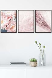 ARTZE Abstract Pink Macro Floral Framed Wall Art - Medium in Black - Size: W45 cm x H62 cm x D20mm - thumbnail 1