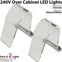 Loops 2x Over Cabinet LED Kit NATURAL WHITE Curved Glass Light Bathroom Make Up Lamp - thumbnail 2