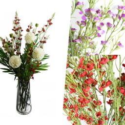 Pegdev Pack of 6 100cm Artificial Stems with Small Red Silk Flowers - thumbnail 4