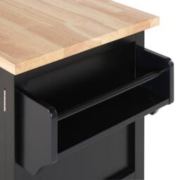 Wyld and Coco Kitchen Trolley - Black MDF with Light Wood Top W102 x D44 x H90cm - thumbnail 7