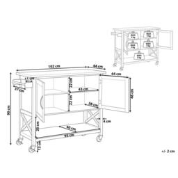 Wyld and Coco Kitchen Trolley - Black MDF with Light Wood Top W102 x D44 x H90cm - thumbnail 3