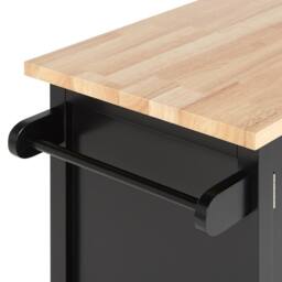 Wyld and Coco Kitchen Trolley - Black MDF with Light Wood Top W102 x D44 x H90cm - thumbnail 8