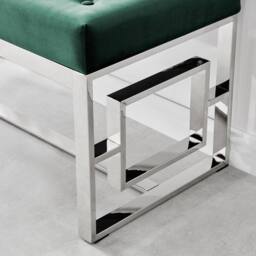 FurnitureboxUK Cambridge Modern Soft Touch Velvet & Silver Metal Bench in Green - thumbnail 4