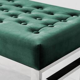 FurnitureboxUK Cambridge Modern Soft Touch Velvet & Silver Metal Bench in Green - thumbnail 3
