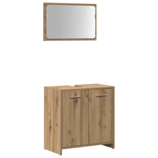 Berkfield Home Bathroom Cabinet with Mirror Artisan Oak Engineered Wood in Brown - image 1