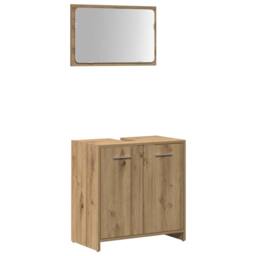 Berkfield Home Bathroom Cabinet with Mirror Artisan Oak Engineered Wood in Brown - thumbnail 1
