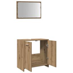 Berkfield Home Bathroom Cabinet with Mirror Artisan Oak Engineered Wood in Brown - thumbnail 5