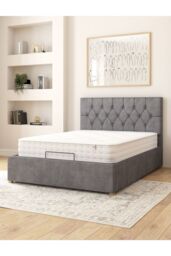 Aspire Olivier Electric Adjustable Bed Upholstered in Plush Velvet Fabric with Pocket Sprung Mattress UK Made in Grey - Size: Super King - thumbnail 2