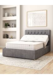 Aspire Olivier Electric Adjustable Bed Upholstered in Plush Velvet Fabric with Pocket Sprung Mattress UK Made in Grey - Size: Super King - thumbnail 3