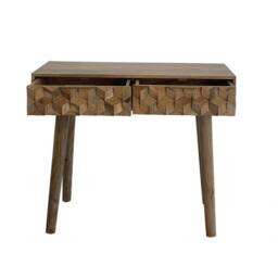 Jaipur Furniture Ltd Geometric Console Table 2 Drawer - Mango Wood - L40 x W91 x H76 cm - Light Finish - Assembly Required in Brown - thumbnail 3