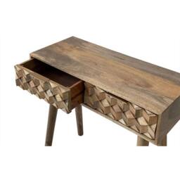 Jaipur Furniture Ltd Geometric Console Table 2 Drawer - Mango Wood - L40 x W91 x H76 cm - Light Finish - Assembly Required in Brown - thumbnail 6