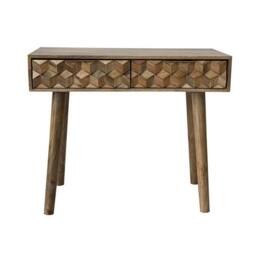 Jaipur Furniture Ltd Geometric Console Table 2 Drawer - Mango Wood - L40 x W91 x H76 cm - Light Finish - Assembly Required in Brown - thumbnail 4