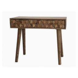 Jaipur Furniture Ltd Geometric Console Table 2 Drawer - Mango Wood - L40 x W91 x H76 cm - Light Finish - Assembly Required in Brown - thumbnail 2