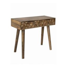Jaipur Furniture Ltd Geometric Console Table 2 Drawer - Mango Wood - L40 x W91 x H76 cm - Light Finish - Assembly Required in Brown