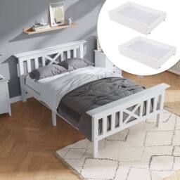 BTM Wooden 3FT Bed Frame with Drawers, Solid Pine, Storage, White - thumbnail 5