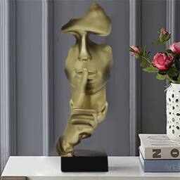 Huhote Thinker Statue Resin Abstract Art Sculpture Ponder Statue for Home in Gold - thumbnail 2