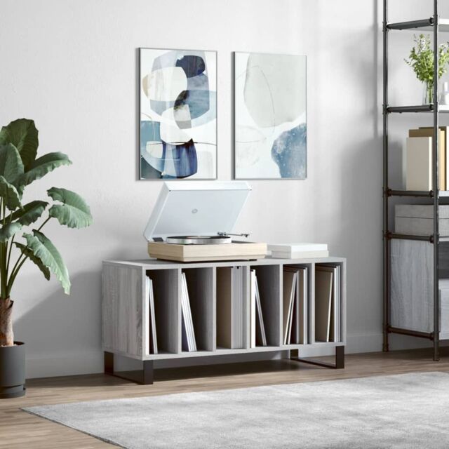 Berkfield Home Record Cabinet Grey Sonoma 100x38x48 cm Engineered Wood - Size: 100 x 38 x 48 cm - image 1