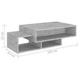 Berkfield Home Coffee Table Concrete Grey 105x55x32 cm Engineered Wood - Size: 105 x 55 x 32 cm - thumbnail 7