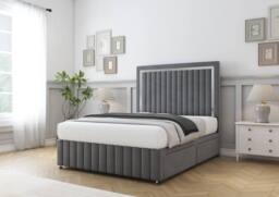 "Sloomy Boston Chrome Coniston Divan Base No Drawers-54"" Headboard- Footboard in Dark Grey - Size: Small Double" - thumbnail 3