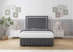 "Sloomy Boston Chrome Coniston Divan Base No Drawers-54"" Headboard- Footboard in Dark Grey - Size: Small Double" - thumbnail 2