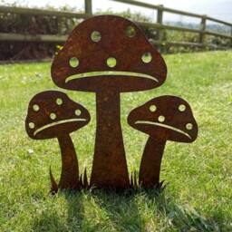 Poppyforge Toadstool on Spike - Bare Metal/Ready to Rust - L15 x W19 x H20 cm in Brown