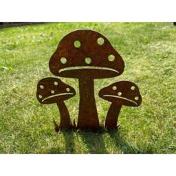 Poppyforge Toadstool on Spike - Bare Metal/Ready to Rust - L15 x W19 x H20 cm in Brown - thumbnail 2
