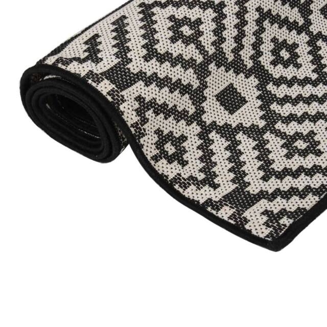 Berkfield Home Outdoor Flatweave Rug 200x280 cm Black Stripes - Size: Medium - image 1