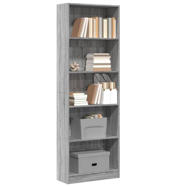 Berkfield Home Bookcase Grey Sonoma 60x24x176 cm Engineered Wood - Size: 60 x 24 x 176 cm - image 1