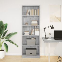 Berkfield Home Bookcase Grey Sonoma 60x24x176 cm Engineered Wood - Size: 60 x 24 x 176 cm - thumbnail 3