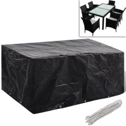 Berkfield Home Garden Furniture Cover 6 Person Poly Rattan Set 10 Eyelets 240x140cm in Black - Size: 240x140 cm - thumbnail 1